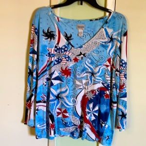 🌺 Chico's Multicolor Abstract Blouse (size 3 = XL)
